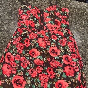 Forever 21 Black and Red Floral Mini Dress